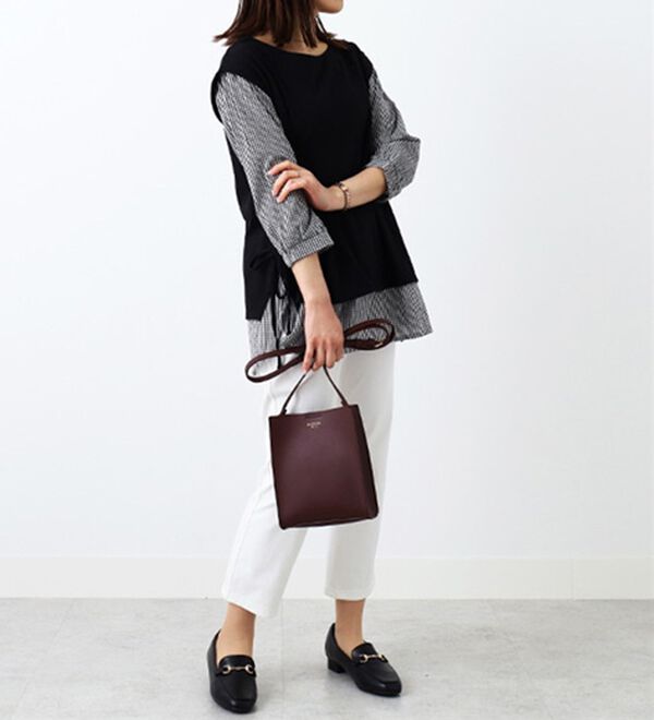 BELLUNA（ベルーナ）の「サイドリボン使いシャツフェイクチュニック（チュニック）」｜詳細画像