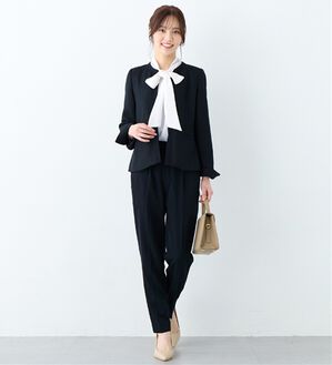 alotta（アロッタ）の「【選べるパンツ】洗える！３点セット着回し力抜群スーツ（パンツスーツ）」｜ネイビー系テーパード