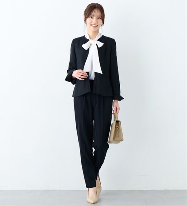 alotta（アロッタ）の「【選べるパンツ】洗える！３点セット着回し力抜群スーツ（パンツスーツ）」｜ネイビー系テーパード