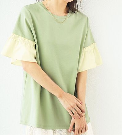 BELLUNA（ベルーナ）の「オーガニックコットン素材切替デザインプルオーバー（カットソー）」