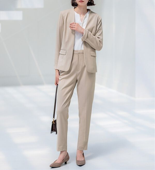 ジャケット+パンツ】洗濯機で洗えるのびのび！ストレッチカットソー