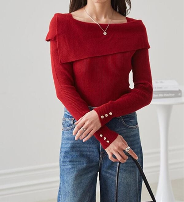 RANAN（ラナン）の「アシメオフショルリブニット（ニット・セーター）」｜詳細画像