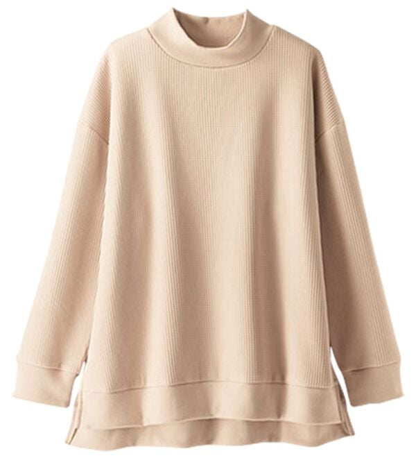 BELLUNA（ベルーナ）の「 【快適Ｌａｂ．】ワッフル素材裏ボアハイネックプルオーバー（カットソー）」｜詳細画像