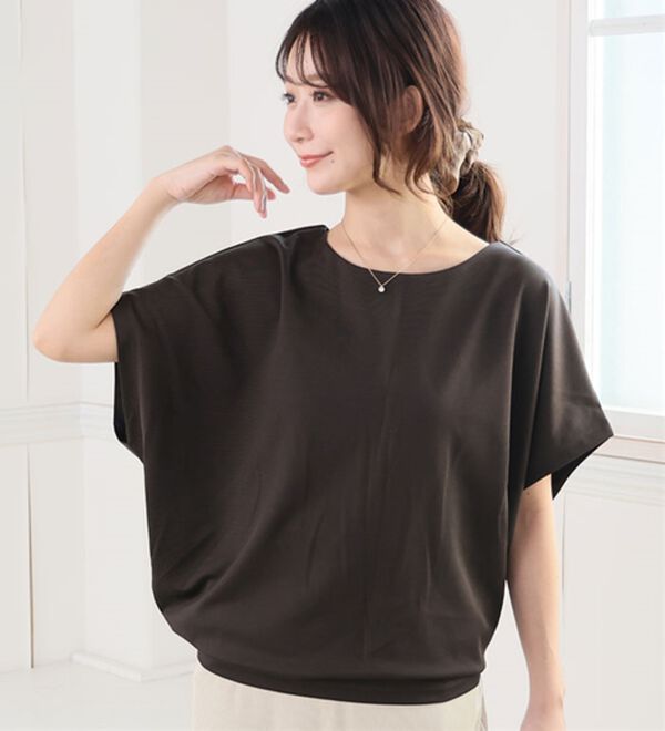 A HAPPY MARILYN（アハッピーマリリン）の「【Ｌ～６Ｌ／選べる袖丈】大人の今どきベーシック！ポンチ素材トップス（Tシャツ）」｜詳細画像