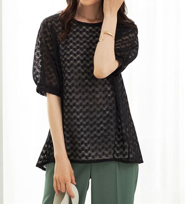 BELLUNA（ベルーナ）の「ラッセルレースパフ袖アンサンブル（アンサンブル）」｜詳細画像