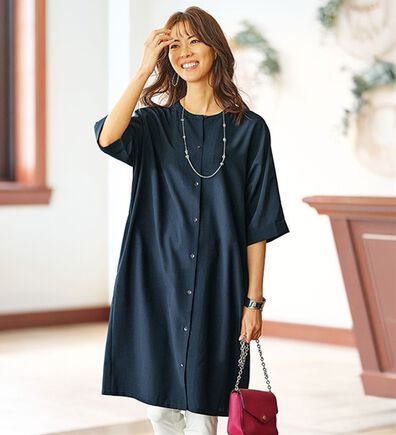 BELLUNA（ベルーナ）の「すっぽり体型カバー！麻調２ｗａｙワンピース（その他ワンピース）」