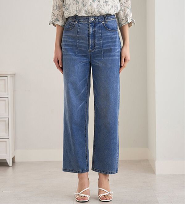 BELLUNA（ベルーナ）の「ヒンヤリ冷感！ライトオンスジーンズ（ワイド）（ワイドパンツ・ガウチョ）」｜詳細画像