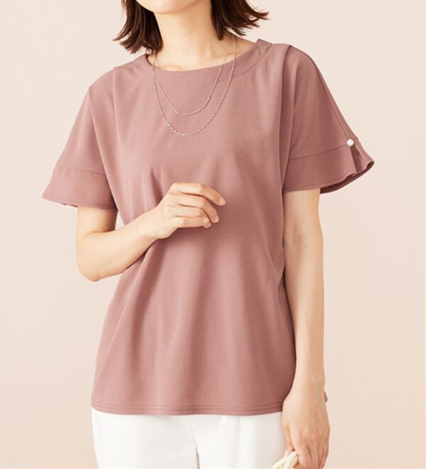 BELLUNA（ベルーナ）の「ジョーゼット素材袖パールブラウス（ブラウス）」｜詳細画像