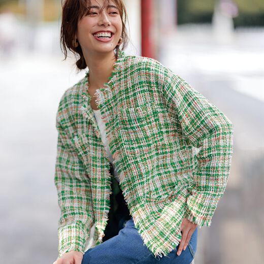 norman ノルマン ハリスツイード ノーラカージャケットお洒落❗️ 即日