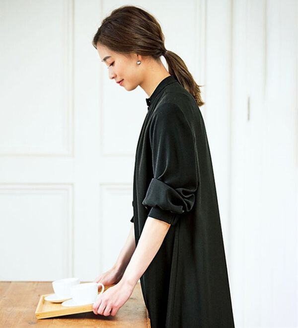 BELLUNA（ベルーナ）の「日本製素材！重ね着風チュニックセットアップ（ブラックフォーマル（喪服・礼服））」｜詳細画像