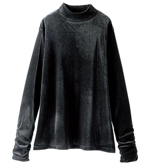 BELLUNA（ベルーナ）の「艶やかシアーベロア袖シャーリングプルオーバー（カットソー）」｜詳細画像