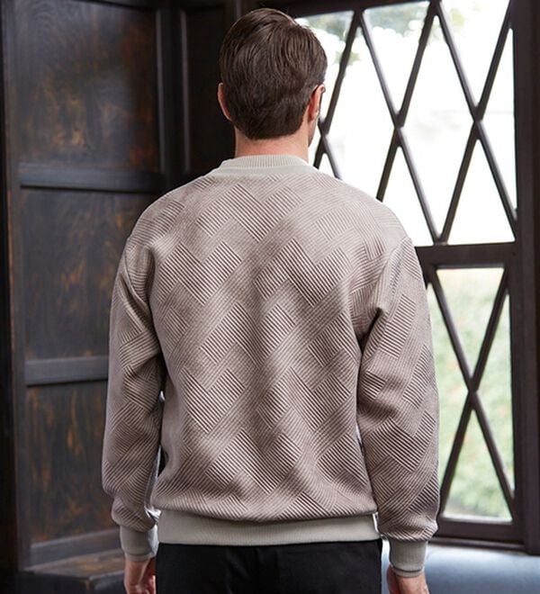 「＜コムルヴァン・オム＞ふくれジャカードレザー風トレーナー（メンズトレーナー）」｜詳細画像