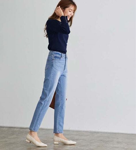 美品 パラスパレス ストレッチデニムテーパードパンツ 2 インディゴ