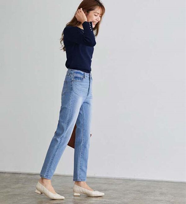 Pierrot（ピエロ）の「【Ｍ～３Ｌ】ストレッチスリムテーパードデニムパンツ（フルレングスパンツ）」｜詳細画像