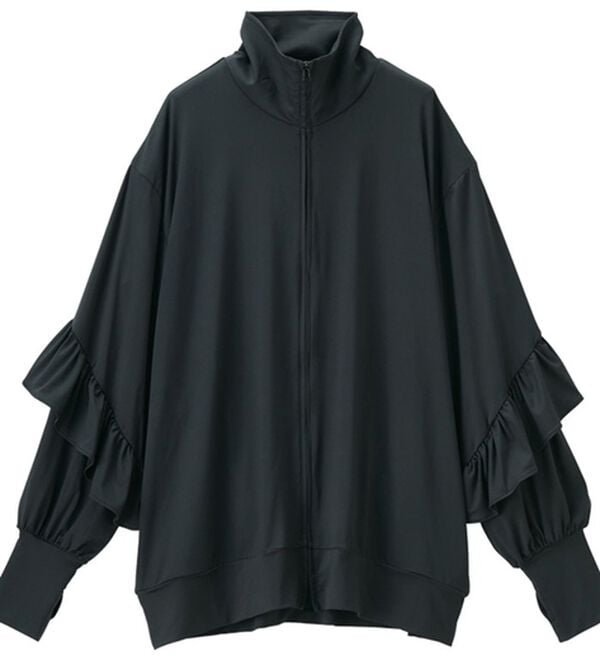 RANAN（ラナン）の「フリルラッシュガードブルゾン（ブルゾン）」｜ブラック