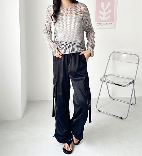 GeeRA（ジーラ）の「透かし編みメッシュニットプルオーバー（ニット・セーター）」｜詳細画像