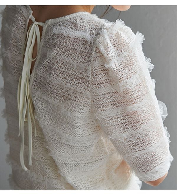 RANAN（ラナン）の「フリルレースパフスリーブトップス（カットソー）」｜詳細画像