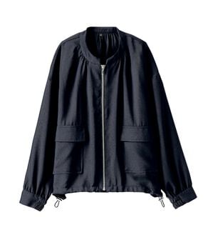 BELLUNA（ベルーナ）の「とろみ素材ポケットデザインブルゾン（ブルゾン）」｜ネイビー