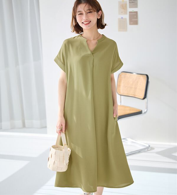 Viola e Viola（ヴィオラ エ ヴィオラ）の「【接触冷感】さらっと涼感スキッパーＡラインワンピ（その他ワンピース）」｜詳細画像