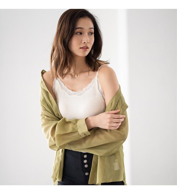 YU'NOW（ユナウ）の「カップ付ランダムリブバックオープンキャミ（ブラトップ・カップ付きインナー）」｜詳細画像