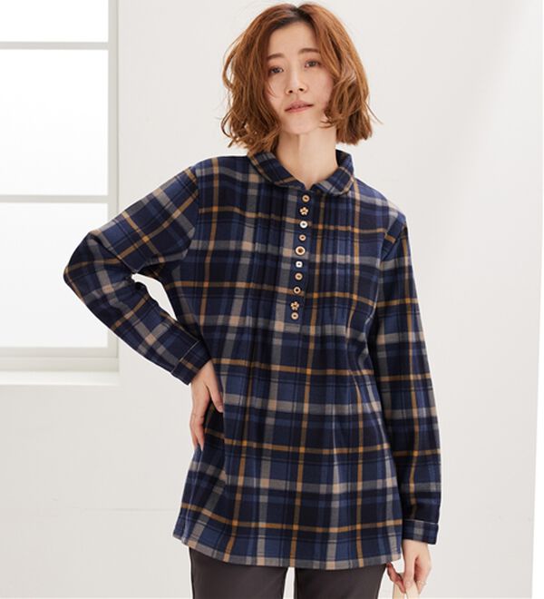 BELLUNA（ベルーナ）の「【ふわふわ裏ファー】パチパチしにくい裏ファーオーバーブラウス（ブラウス）」｜詳細画像