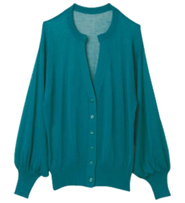 RANAN（ラナン）の「ひんやり！シアーニットキーネックカーディガン（ニットカーディガン）」｜詳細画像