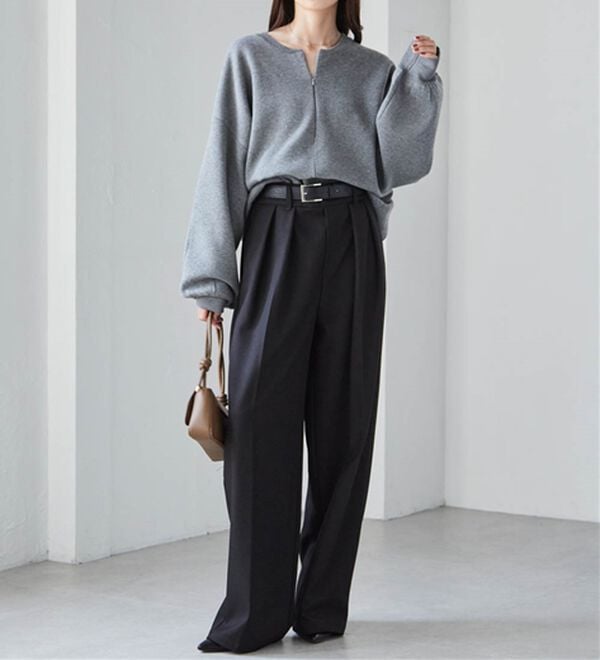 RANAN（ラナン）の「ウール調２タックワイドパンツ（フルレングスパンツ）」｜詳細画像