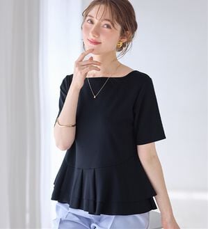 alotta（アロッタ）の「スクエアネックティアードトップス（カットソー）」｜ネイビー