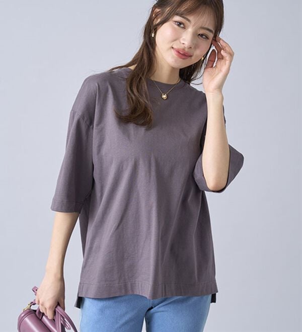 BELLUNA（ベルーナ）の「ひんやリッチコットン大人のゆったりプルオーバー（カットソー）」｜詳細画像