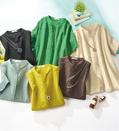 ルフラン（ルフラン）の「麻調素材のひんやりブラウス（ブラウス）」