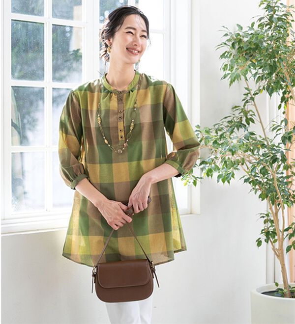 ルフラン（ルフラン）の「【３色組】さらり快適。ビッグチェック柄ブラウス（ブラウス）」｜詳細画像