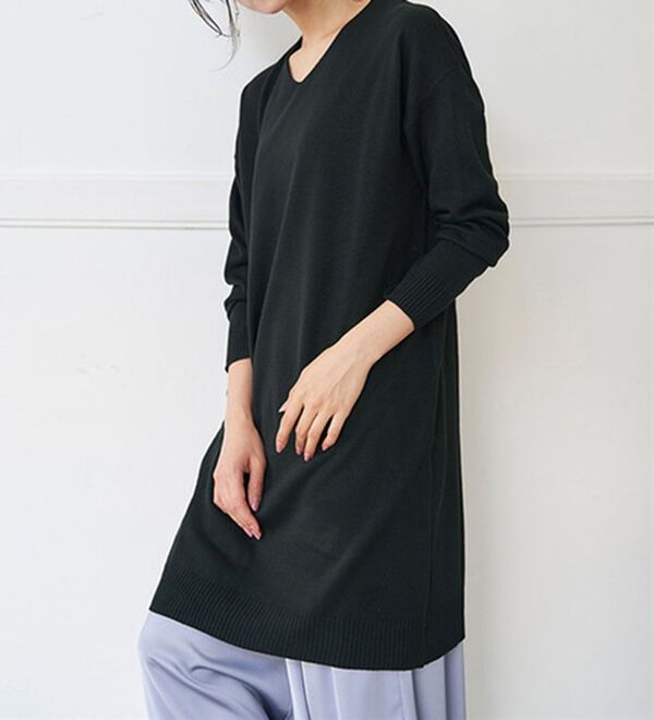 RANAN（ラナン）の「カシミヤタッチニットチュニックワンピース（チュニック）」｜詳細画像