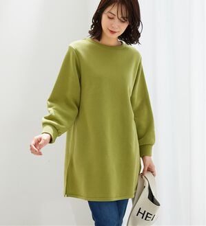 BELLUNA（ベルーナ）の「ふんわり素材軽ぽかチュニックワンピ―ス（チュニックワンピース）」｜イエローグリーン