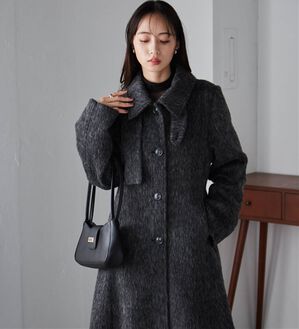 RANAN（ラナン）の「2WAYフレアーステンカラーシャギーコート（ロングコート）」｜グレー