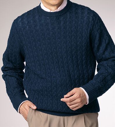 「＜ゴールデンベア＞ケーブルニットプルオーバー（メンズニット・セーター）」