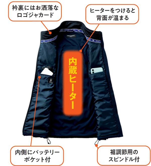 「＜トランスコンチネンツゴルフ＞ヒーター付きアクティブベスト（メンズベスト）」｜詳細画像