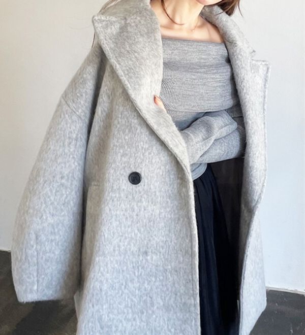 「【YOUING.】シャギーオーバーサイズミドルコート（ハーフコート）」｜詳細画像