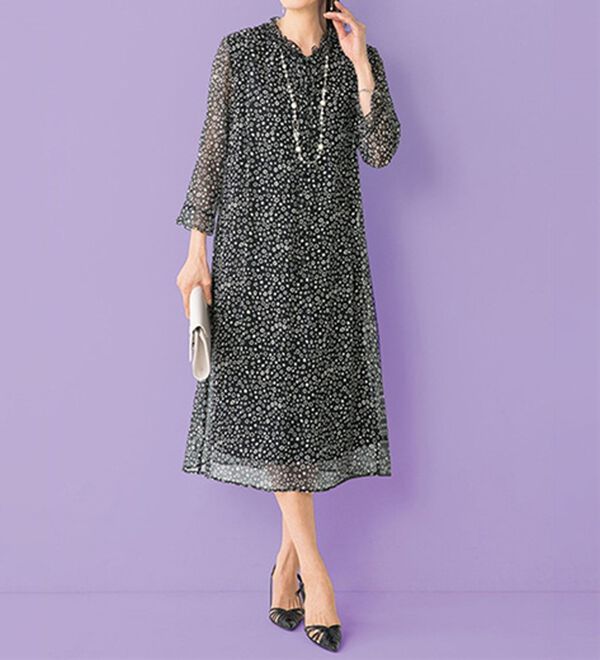 ルフラン（ルフラン）の「シルク１００％ワンピース（その他ワンピース）」｜黒系