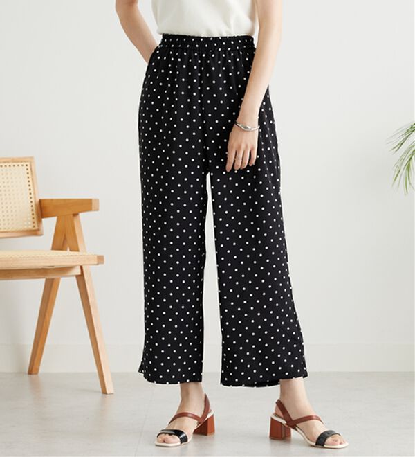 BELLUNA（ベルーナ）の「ヒンヤリ冷感！プリントワイドパンツ（ワイドパンツ・ガウチョ）」｜詳細画像