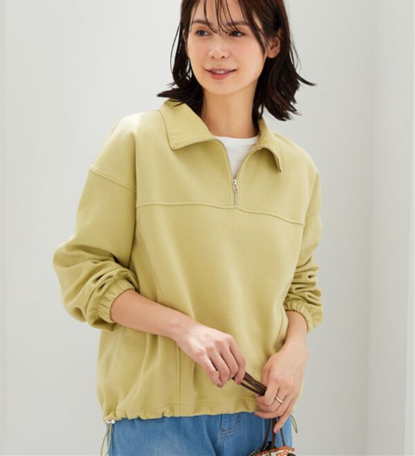 BELLUNA（ベルーナ）の「異素材使いハーフジッププルオーバー（カットソー）」｜詳細画像