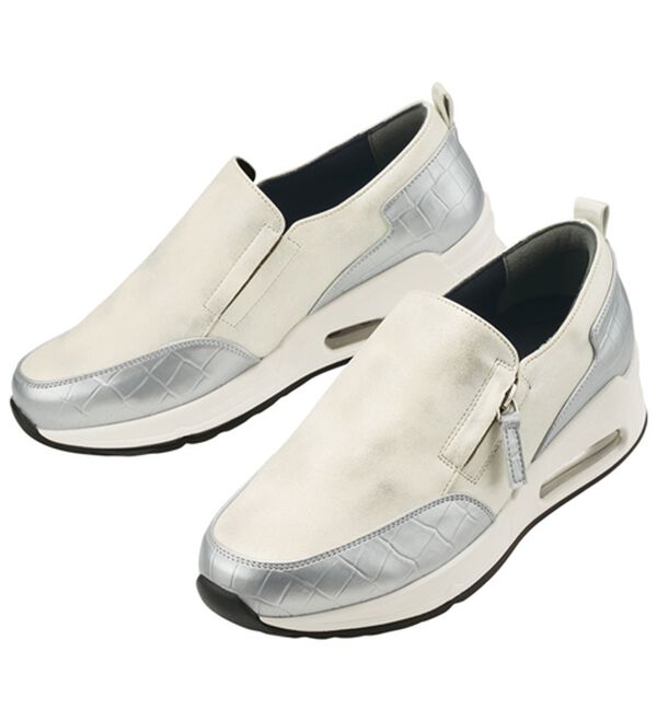 ルフラン（ルフラン）の「クロコ型押切替エアソールスニーカー（スニーカー）」｜ホワイト