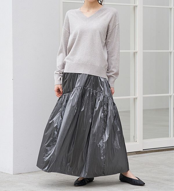 RANAN（ラナン）の「メタリックラウンドティアードスカート（ロングスカート）」｜詳細画像
