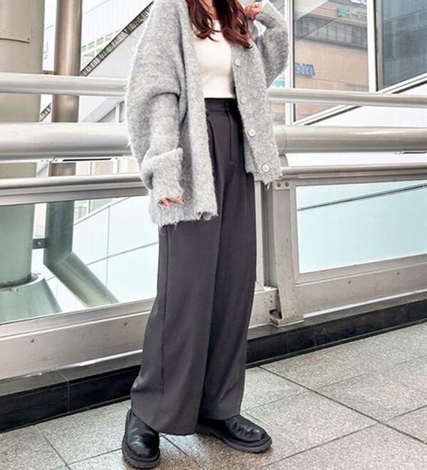 GeeRA（ジーラ）の「着心地抜群！ハイウエストダブルタックワイドパンツ（フルレングスパンツ）」｜詳細画像