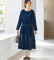 BELLUNA（ベルーナ）の「綿素材・異素材切替ワンピース（その他ワンピース）」