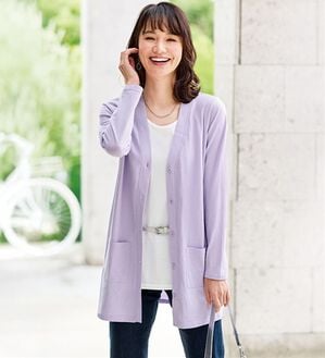 BELLUNA（ベルーナ）の「強撚綿１００％ベーシックカーディガン（その他カーディガン）」｜ラベンダー ベーシック
