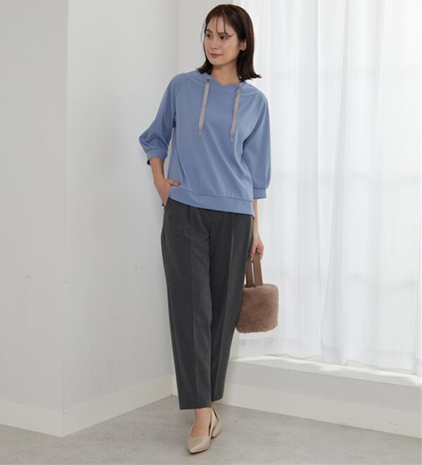 BELLUNA（ベルーナ）の「ヒンヤリ綿混ワイドネックプルオーバー（カットソー）」｜詳細画像