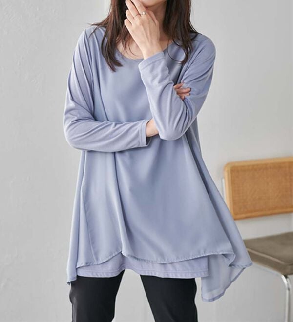 RANAN（ラナン）の「異素材切替フレアーチュニック（チュニック）」｜詳細画像