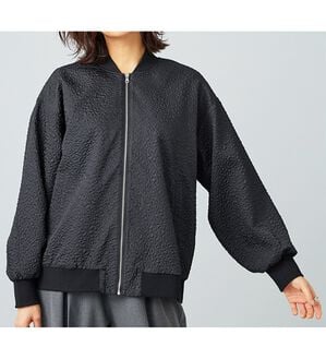 BELLUNA（ベルーナ）の「【Lagrilua】ふくれジャカードブルゾンジャケット（ブルゾン）」｜黒