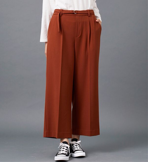 BELLUNA（ベルーナ）の「サマ見え（Ｗ）ベルト付ワイドパンツ（ワイドパンツ・ガウチョ）」｜詳細画像