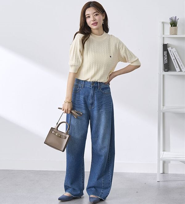 BELLUNA（ベルーナ）の「【ＰＯＬＯ　ＢＣＳ】ケーブル５分袖セーター（ニット・セーター）」｜詳細画像